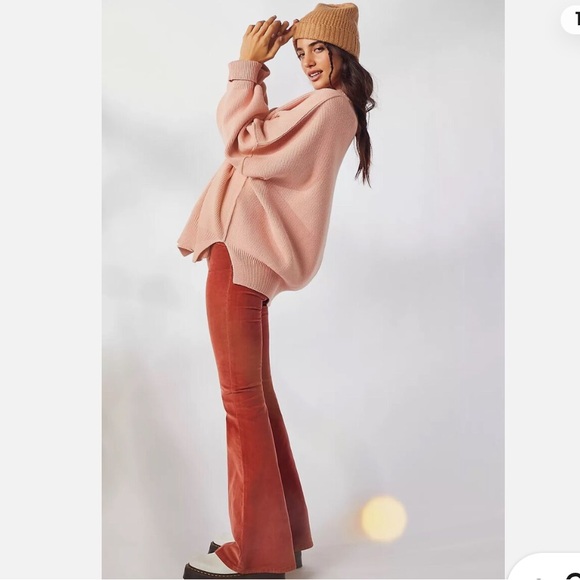 Free People We The Free Pull On Corduroy Flare Pants Burnt Orange Size 24 - Picture 2 of 7